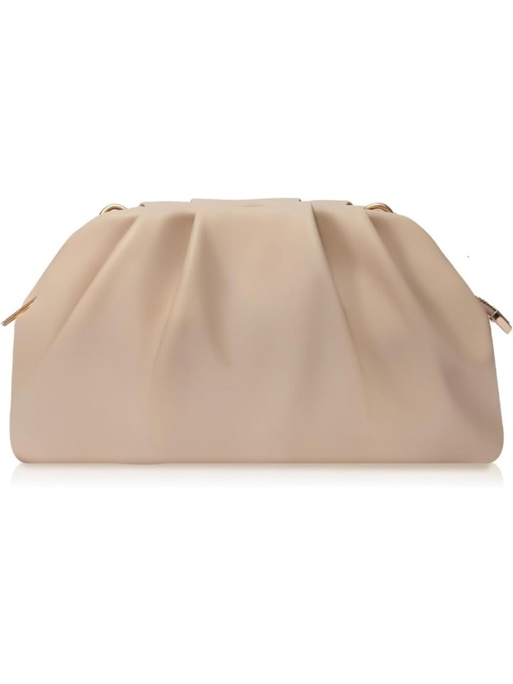 👜 Women's Nude Soft Pleated PU Wedding Clutch Elegant Evening Clutch Purse